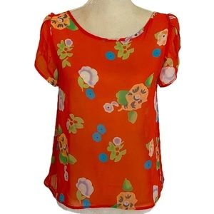 Myan Sheer Open Back Top sz‎ S